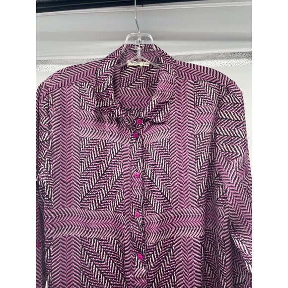 Symple NYC Womens Button Up Shirt Dress Long Sleeve Multicolor Size Large - Picture 2 of 9